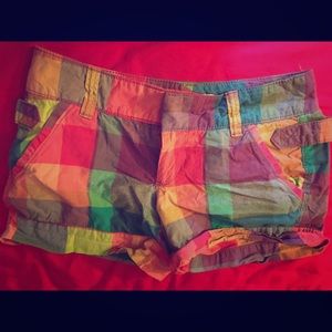 Rainbow plaid shorts